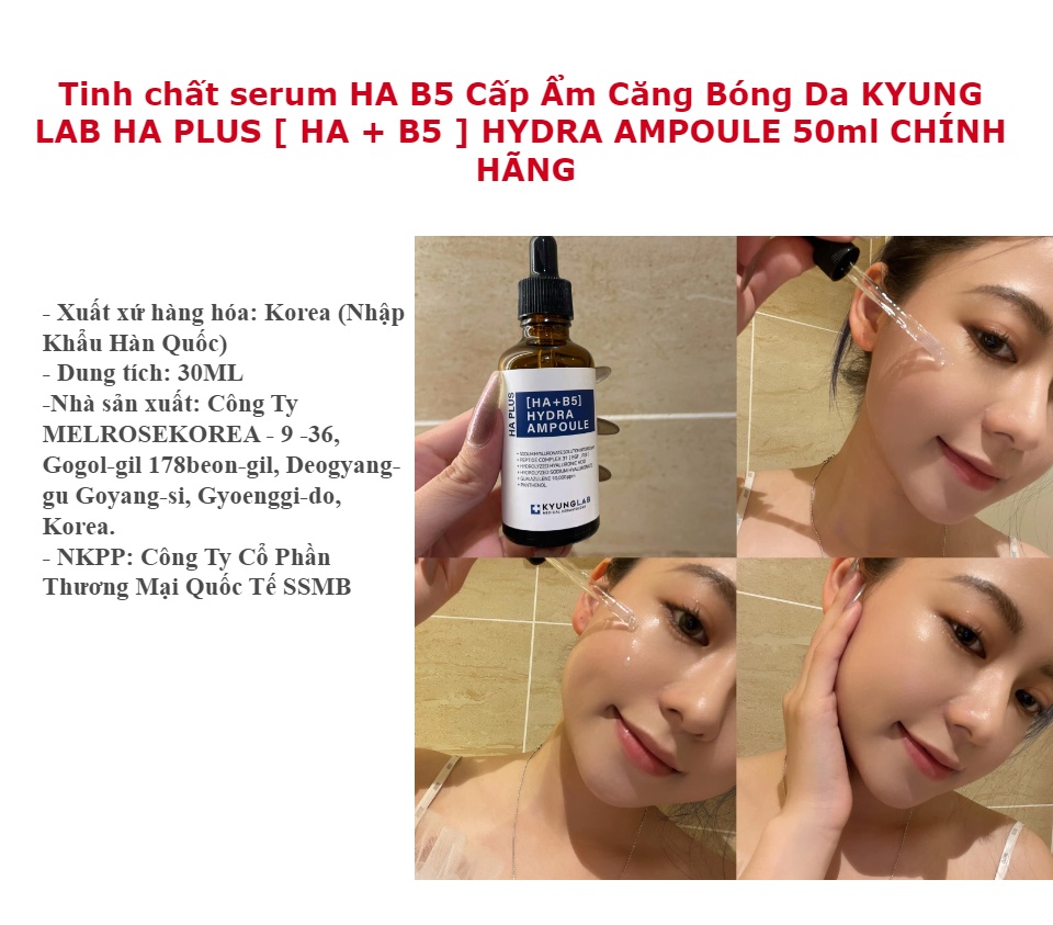 Tinh Chất Hỗ Trợ Căng Bóng Da Kyung Lab Ha Plus [HA + B5] Hydra Ampoule 50ml