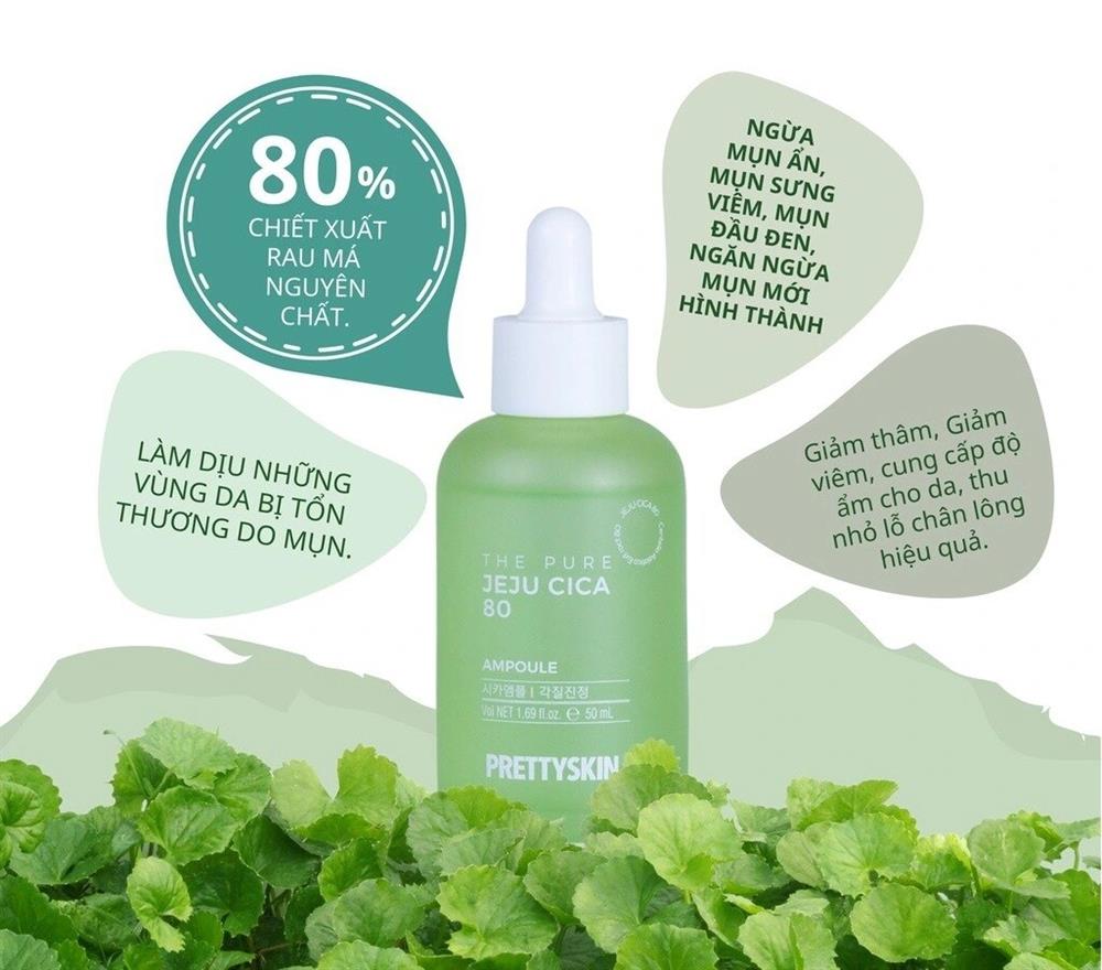 Tinh Chất Giảm Mụn Chiết Xuất Rau Má Prettyskin The Pure Jeju Cica 80 Ampoule 50ml