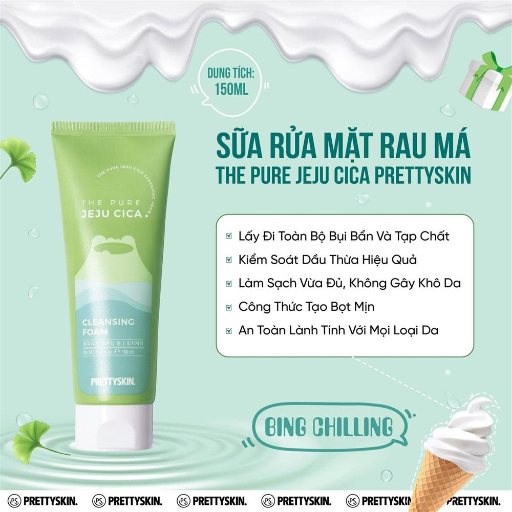 Sữa Rửa Mặt Rau Má Pretty Skin The Pure Jeju Cica Cleansing Foam