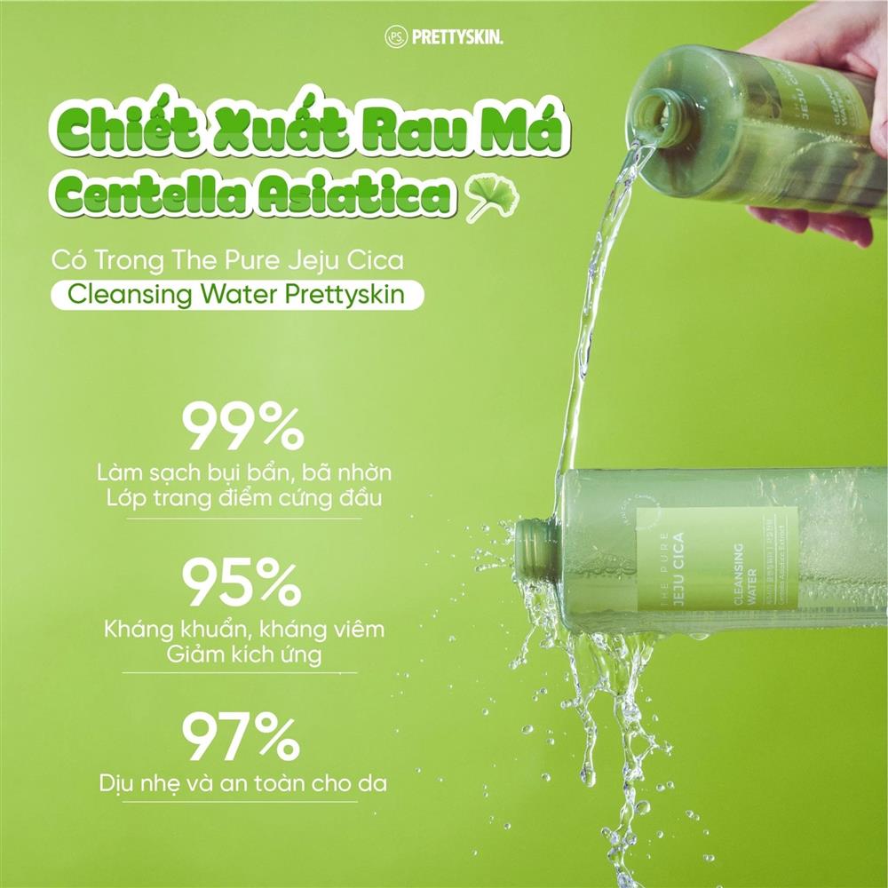 Nước tẩy trang rau má Prettyskin The Pure Jeju Cica Cleansing Water