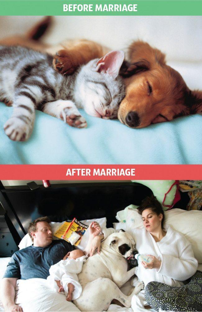 
                        9 bức ảnh cho thấy cuộc sống thay đổi "chóng mặt" sau khi kết hôn
                     3