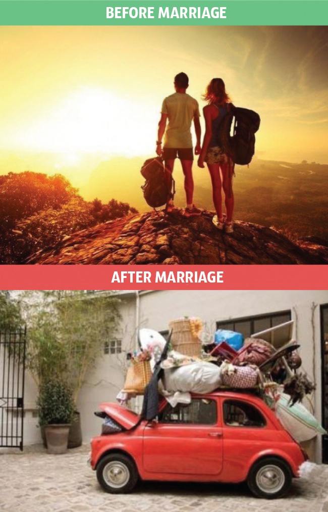
                        9 bức ảnh cho thấy cuộc sống thay đổi "chóng mặt" sau khi kết hôn
                     6