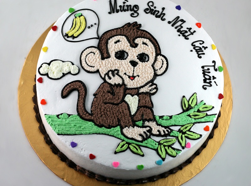 Tổng hợp những mẫu bánh sinh nhật đẹp hình con khỉ dành cho người tuổi thân siêu dễ thương 3